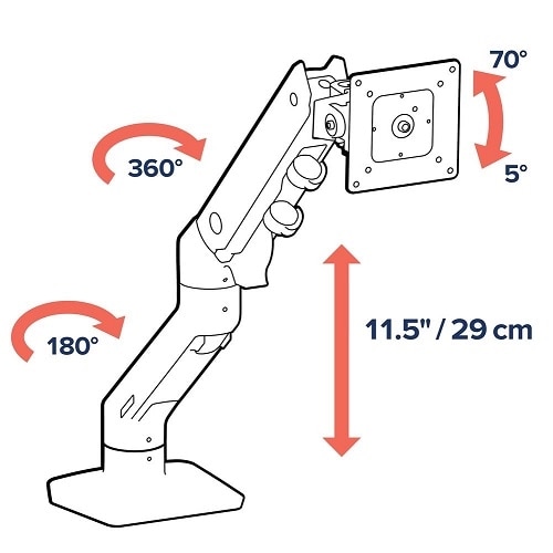 Ergotron Hx Single Monitor Arm White Desk Mount Dell Usa