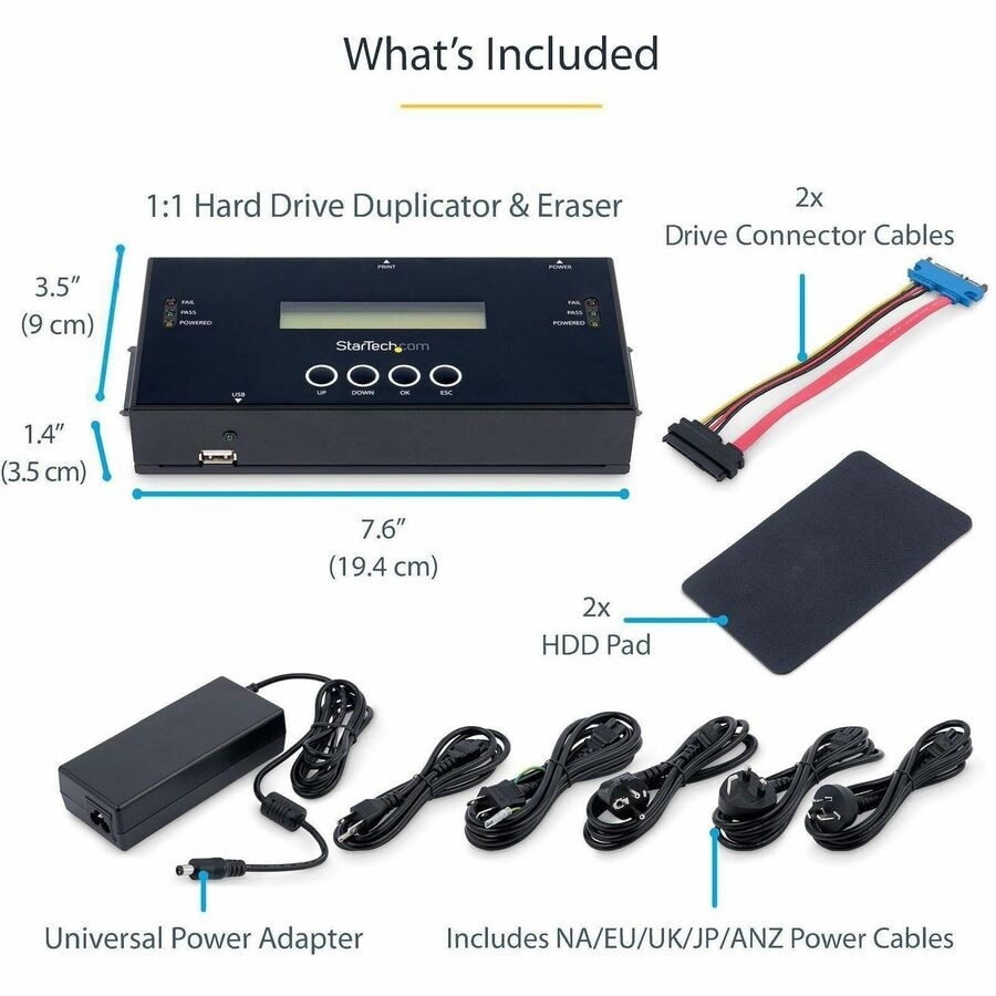 1:1 Standalone Hard Drive Duplicator and Eraser for 2.5 / 3.5in SATA and SAS Drives - HDD/SSD Cloner and Eraser for SATA/SAS 6