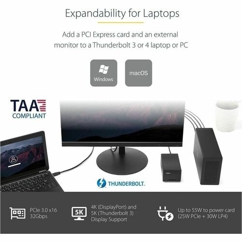 StarTech.com Thunderbolt 3 PCIe Expansion Chassis, External Enclosure Box with 1x PCI-Express Slot, 5K/4K Output Via TB3/DP Ports, TAA 2