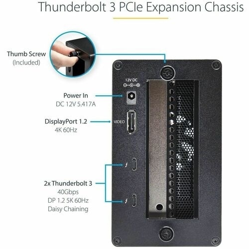 StarTech.com Thunderbolt 3 PCIe Expansion Chassis, External Enclosure Box with 1x PCI-Express Slot, 5K/4K Output Via TB3/DP Ports, TAA 3