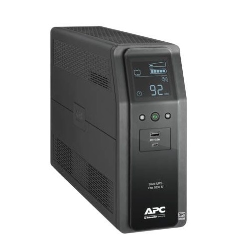 APC Back-UPS Pro, 1000VA/600W, Tower, 120V, 10x NEMA 5-15R outlets, Sine Wave, AVR, USB Type A + C ports, LCD, User Replaceable Battery 2