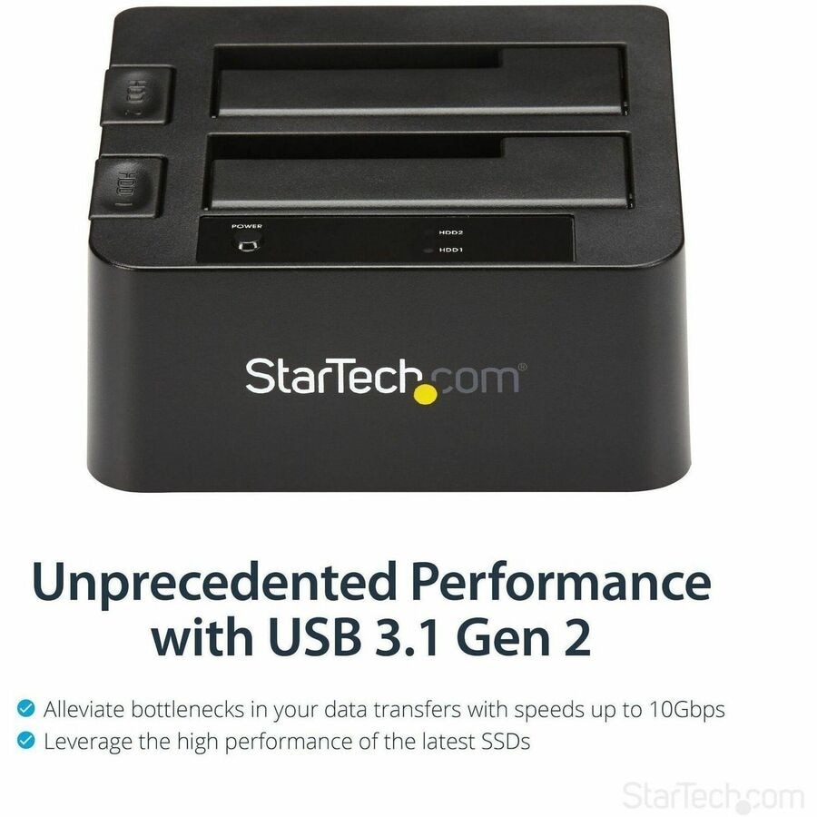 USB 3.1 Gen 2 (10Gbps) Dual-Bay Dock for 2.5"/3.5" SATA SSD/HDDs with UASP 3
