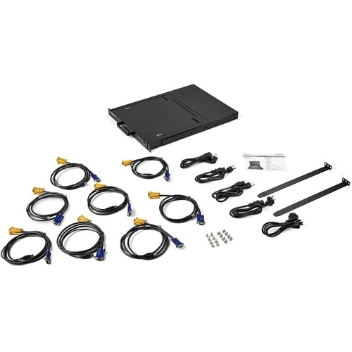 StarTech 8 Port Rackmount KVM Console w/ Cables - Integrated KVM Switch w/ 17" LCD - 1U LCD KVM Drawer 50000 MTBF - USB + VGA Support 7