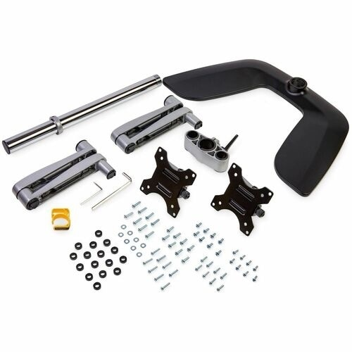 StarTech Dual Monitor Stand, Ergonomic Desktop Monitor Stand for up to 32"(17.6lb/8kg) VESA Displays, Free-Standing Adjustable, Silver 3