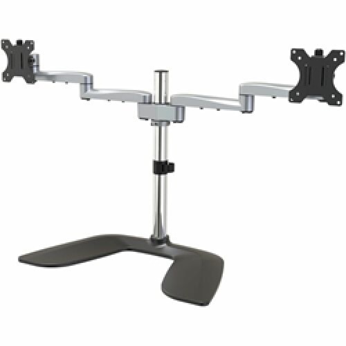 StarTech Dual Monitor Stand, Ergonomic Desktop Monitor Stand for up to 32"(17.6lb/8kg) VESA Displays, Free-Standing Adjustable, Silver 6