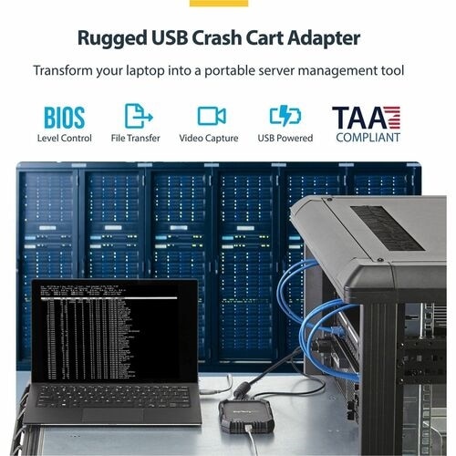 StarTech Laptop to Server KVM Console, Rugged USB Crash Cart Adapter with File Transfer and Video Capture, TAA 2