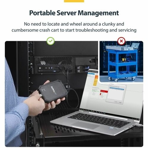 StarTech Laptop to Server KVM Console, Rugged USB Crash Cart Adapter with File Transfer and Video Capture, TAA 4