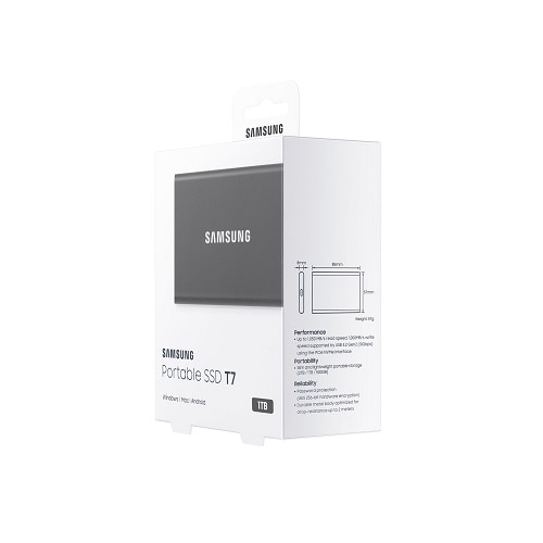 Samsung T7 MU-PC1T0T/AM 1 TB Portable Solid State Drive - External - PCI Express NVMe - Titan Gray 8