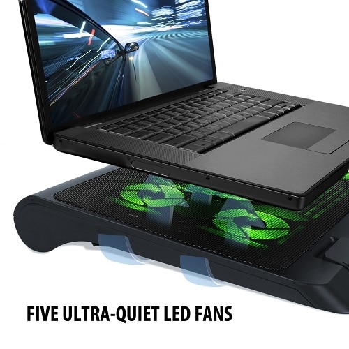 ENHANCE Laptop Cooling Stand with 5 LED Cooling Fans & Dual USB Ports - Green 3
