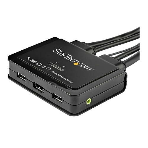 StarTech 2 Port HDMI KVM Switch - 4K 60Hz - Compact UHD HDMI USB KVM Switch with 4ft Cables & Audio - Bus Powered & Remote Switching 6