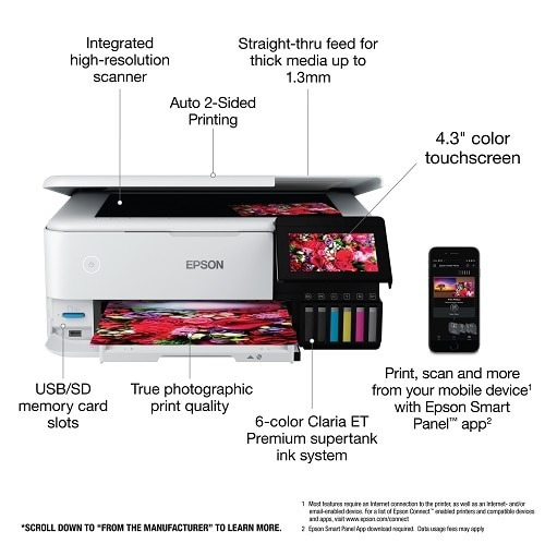 Epson EcoTank ET-8500 Wireless Color All-In-One Inkjet Photo Printer 2