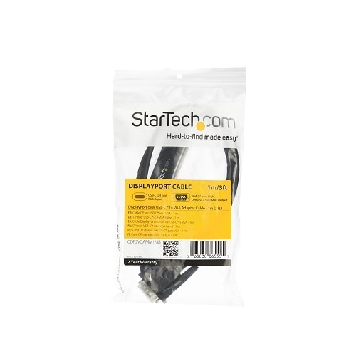 StarTech.com 3ft/1m USB C to VGA Cable - 1920x1200/1080p USB Type C DP Alt Mode to VGA Video Monitor Adapter Cable -Works w/ Thunderbolt 3 3