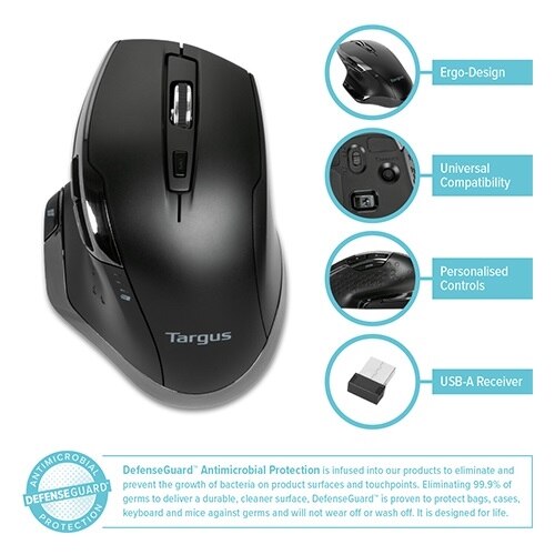 Targus Mouse Ergonomic Right Handed 7 Buttons Wireless 24