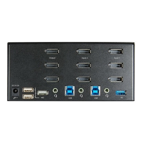 StarTech 2 Port Triple Monitor DisplayPort KVM Switch, 4K 60Hz UHD HDR, DP 1.2, 2 Port USB 3.0 Hub, 4x USB HID, Audio, Hotkey, TAA 3