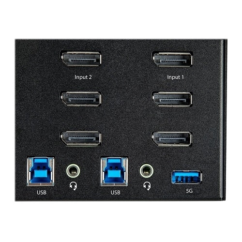 StarTech 2 Port Triple Monitor DisplayPort KVM Switch, 4K 60Hz UHD HDR, DP 1.2, 2 Port USB 3.0 Hub, 4x USB HID, Audio, Hotkey, TAA 4