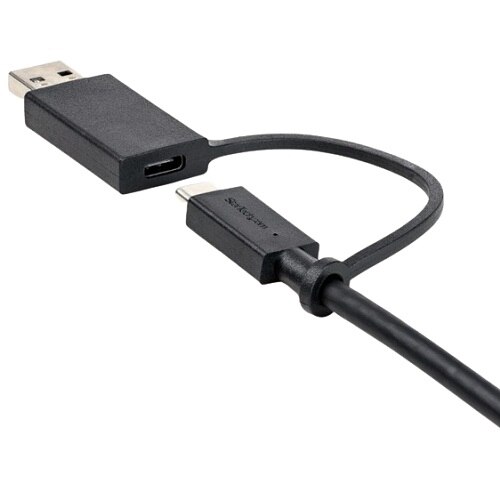StarTech.com 3ft/1m USB-C Cable with USB-A Adapter Dongle, USB-C to C (10Gbps/PD), USB-A to C (5Gbps), 2-in-1 USB C Cable for Hybrid Dock 5