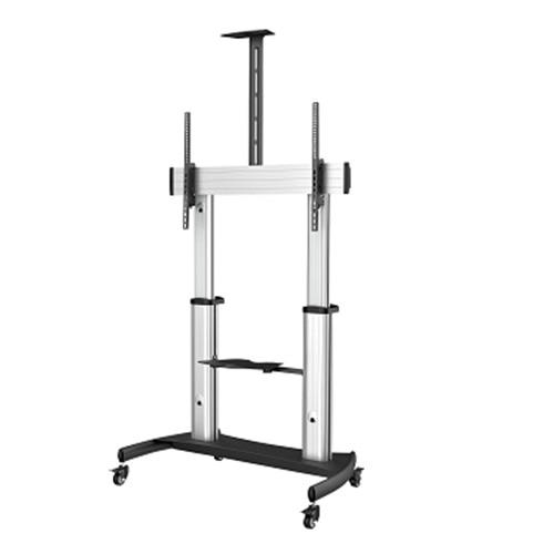 StarTech.com Mobile TV Stand, Heavy Duty Universal TV Cart for 60-100 inch Display (100kg/220lb), Height Adjustable Rolling TV Floor Stand 2