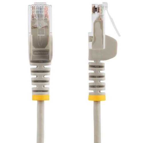 StarTech.com 2 m CAT6 Cable - Slim CAT6 Patch Cord - Grey - Snagless RJ45 Connectors - Gigabit Ethernet Cable - 28 AWG (N6PAT200CMGRS) 2