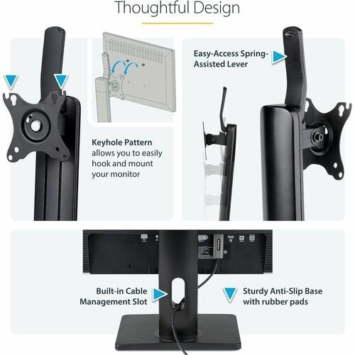StarTech.com Free Standing Single Monitor Mount, Height Adjustable Ergonomic Monitor Desk Stand, For VESA Mount Displays up to 32" (15lb) 4