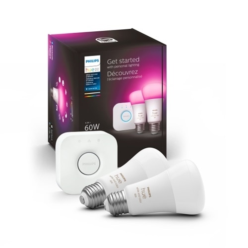 Philips Hue White and Color Ambiance 60W A19 Smart LED Starter Kit 2