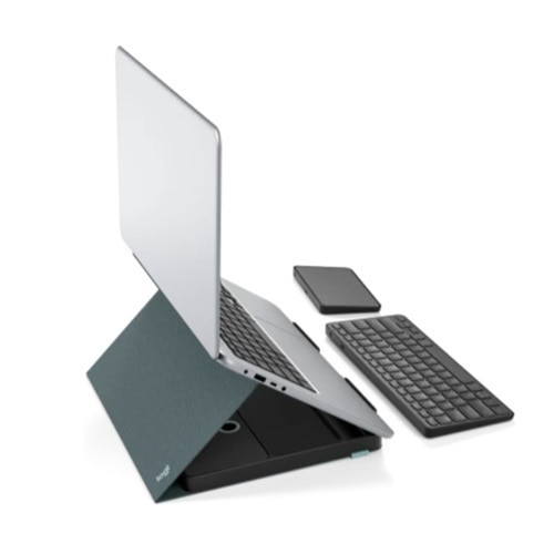 Logitech Casa Pop-Up Desk Work From Home Kit with Laptop Stand, for Laptop/MacBook (10" to 17"), Green/Graphite 2