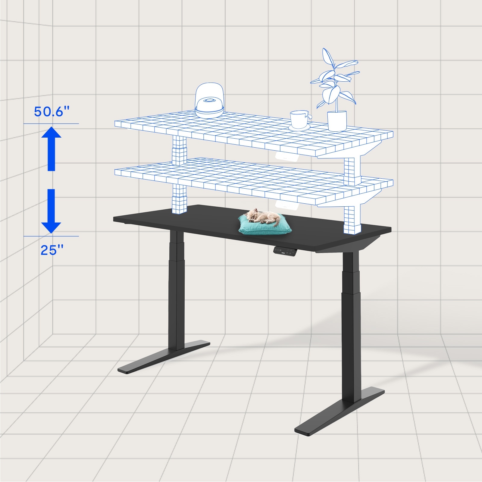 FlexiSpot E7 Pro Height Adjustable Desk - Black 5