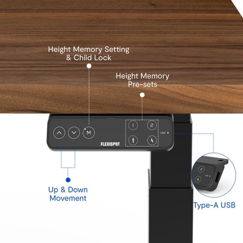 FlexiSpot E7 Pro Height 60x30 Adjustable Desk - Black/Walnut 3
