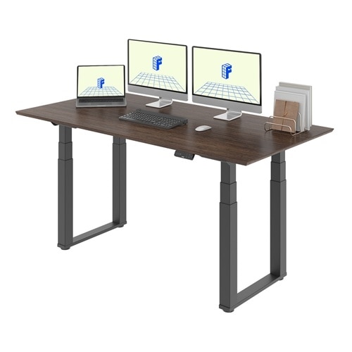 Flexispot E7Q Height Adjustable Table - Black/Walnut 3