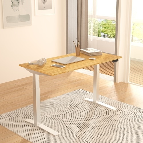 FlexiSpot Premium Standing Desk (E7 Pro) - White/Bamboo 2