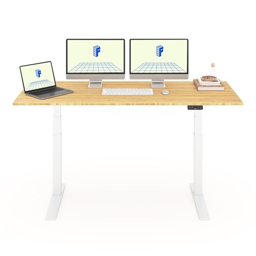 FlexiSpot Premium Standing Desk E7 Pro, 72 x 30 - White/Bamboo 2