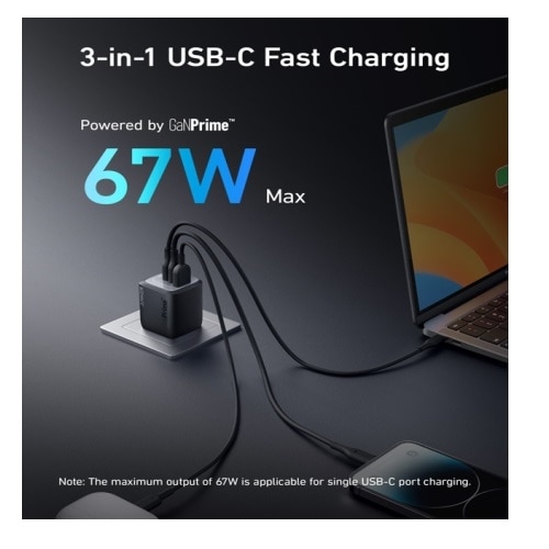 ANKER Prime 67W GaN Wall Charger (3 Ports) 2