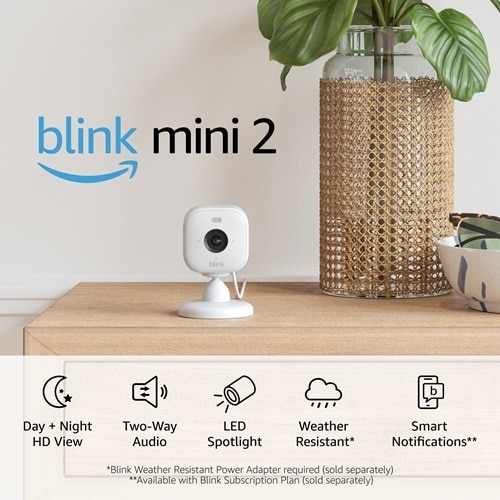 Amazon All-new Blink Mini 2 - Plug-in smart security camera, HD night ...