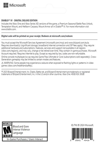 Download Xbox Series X|S Xbox One Diablo IV Digital Deluxe Edition 1P 2