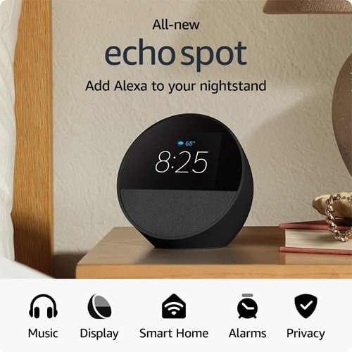 Amazon Echo Spot Smart Home Hub - Alexa - IEEE 802.11a/b/g/n/ac - Sidewalk - Bluetooth - Black 2