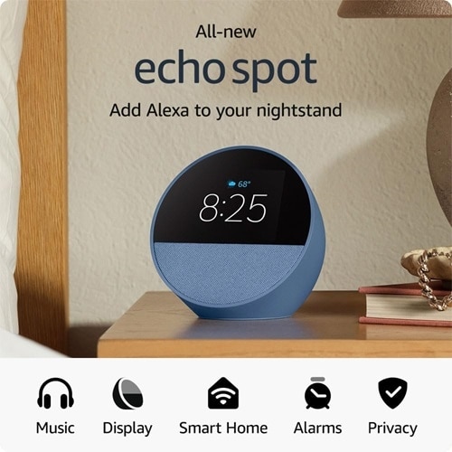 Amazon Echo Spot Smart Home Hub - Alexa - IEEE 802.11a/b/g/n/ac - Sidewalk - Bluetooth - Ocean Blue 2