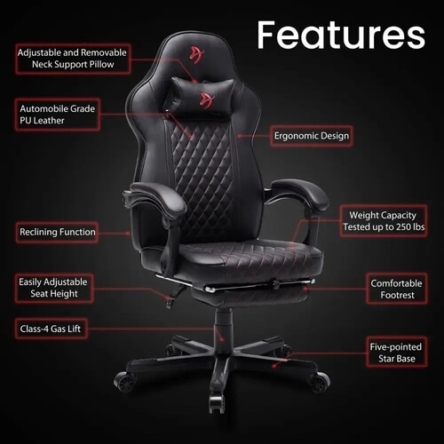 Arozzi Mugello Special Edition Gaming Chair with Footrest - Black 4