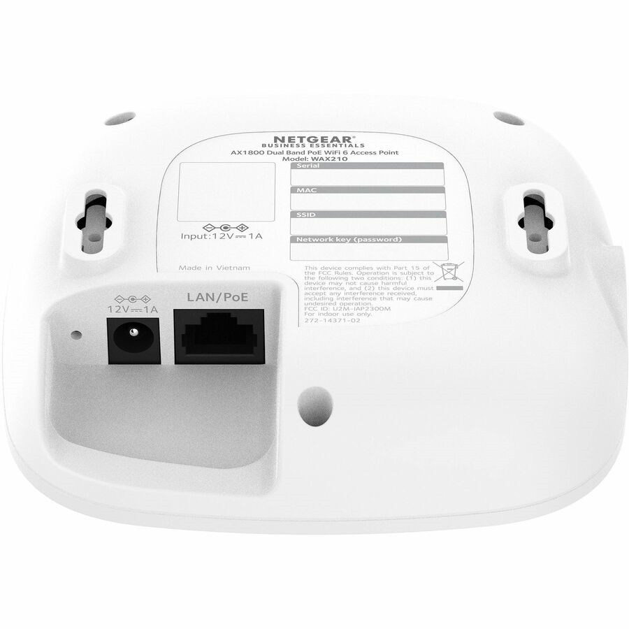 Netgear WAX210 Dual Band Wi-Fi 6 IEEE 802.11 a/b/g/n/ac/ax/e 1.80 Gbit/s Wireless Access Point - Indoor 5