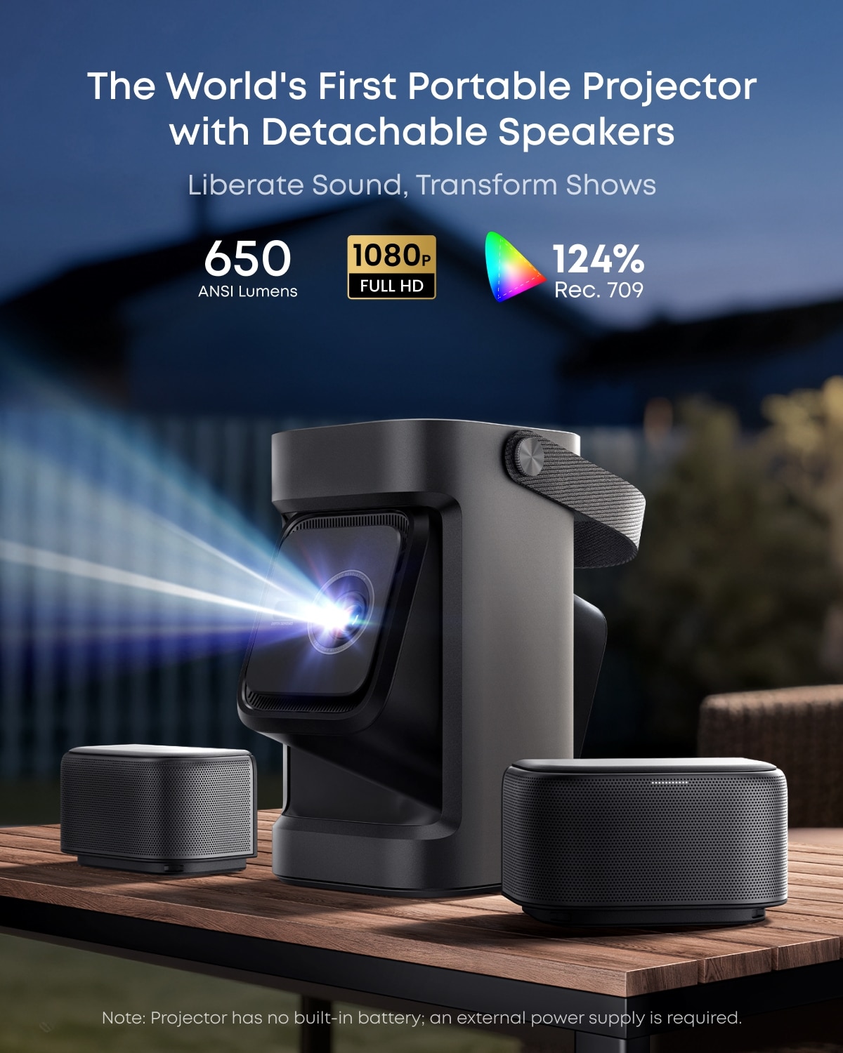 Nebula by Anker P1 650-lumen Portable Projector with Detachable Speakers 2