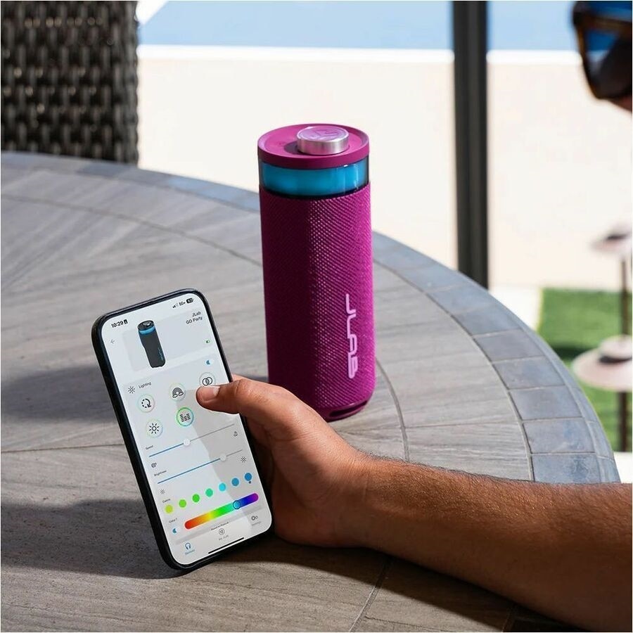 JLab Go Party Portable Bluetooth Speaker System - 10 W RMS - Mulberry - 80 Hz to 18 kHz - Battery Rechargeable 10