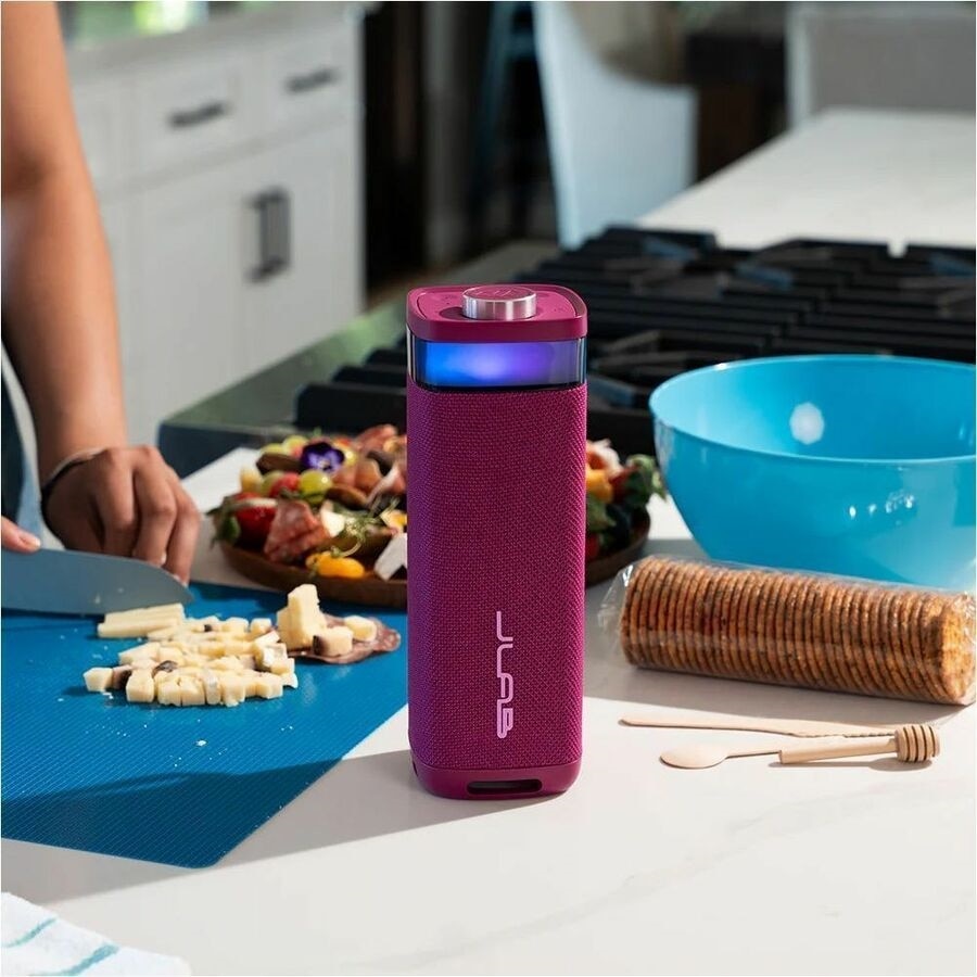 JLab JBuds Party Portable Bluetooth Speaker System - 30 W RMS - Mulberry - 60 Hz to 20 kHz - Battery Rechargeable 10