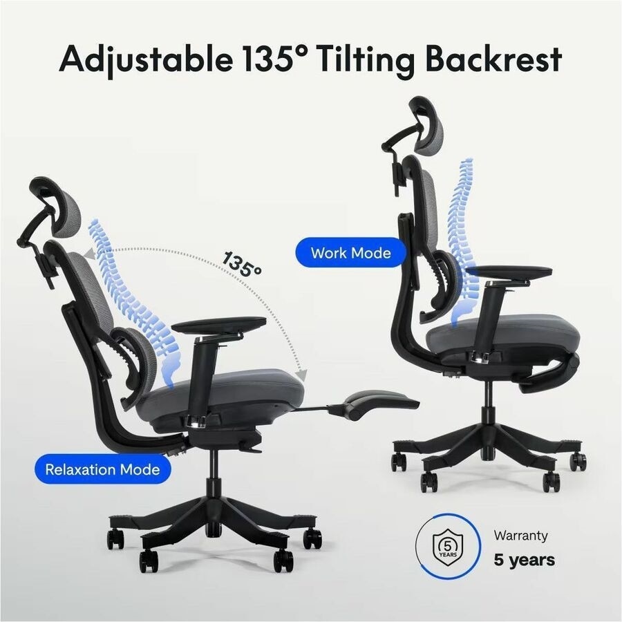 FlexiSpot Premium Ergo Max C7MAXG-FOAM-FT Chair - Gray 6