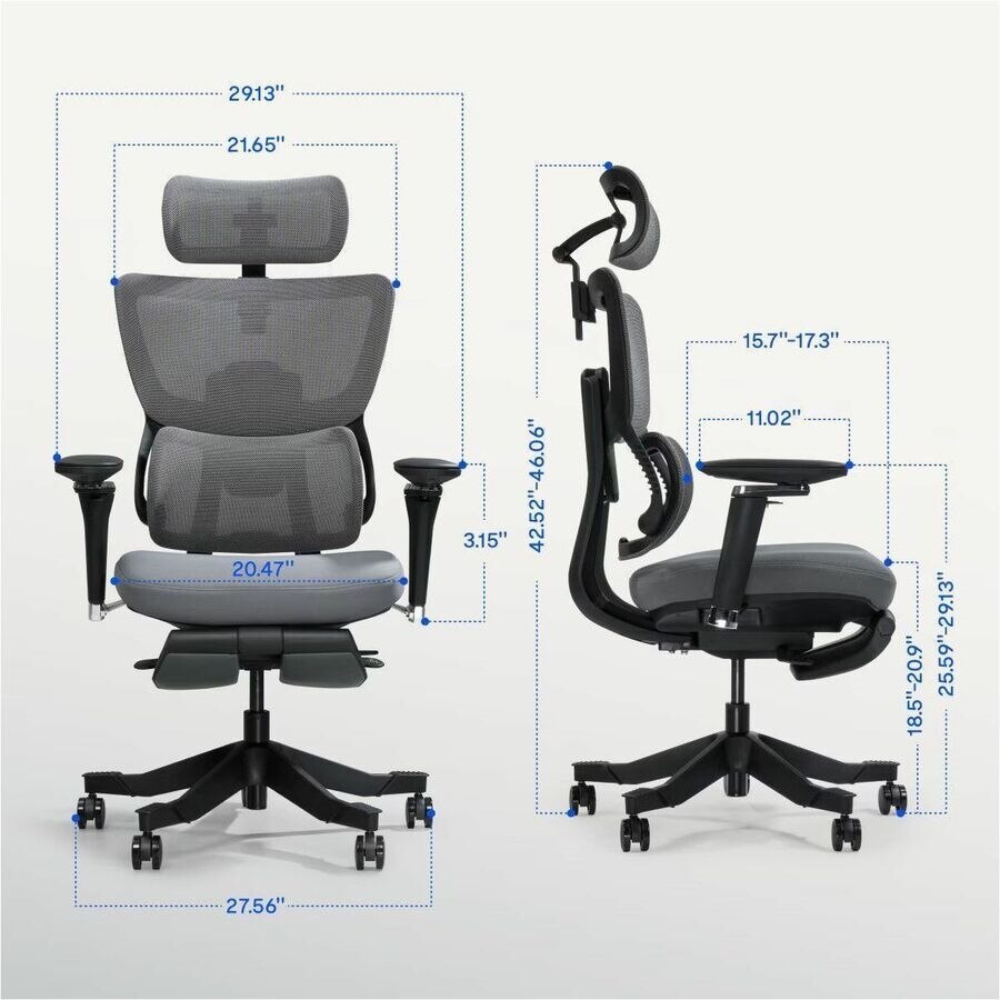 FlexiSpot Premium Ergo Max C7MAXG-FOAM-FT Chair - Gray 9