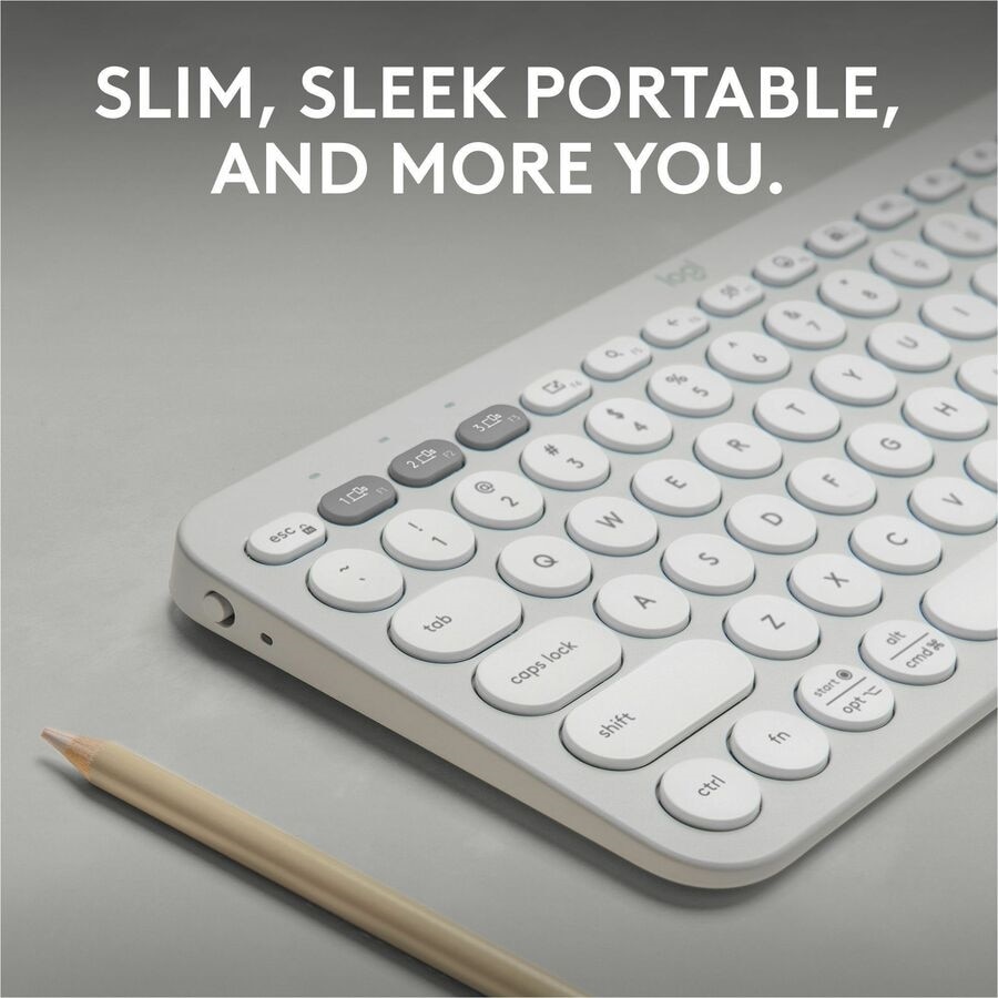 Logitech Pebble Keys 2 K380s, Multi-Device Bluetooth Wireless Keyboard with Customizable Shortcuts, Tonal White 2