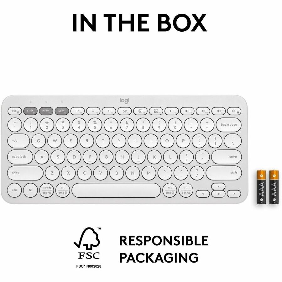 Logitech Pebble Keys 2 K380s, Multi-Device Bluetooth Wireless Keyboard with Customizable Shortcuts, Tonal White 10