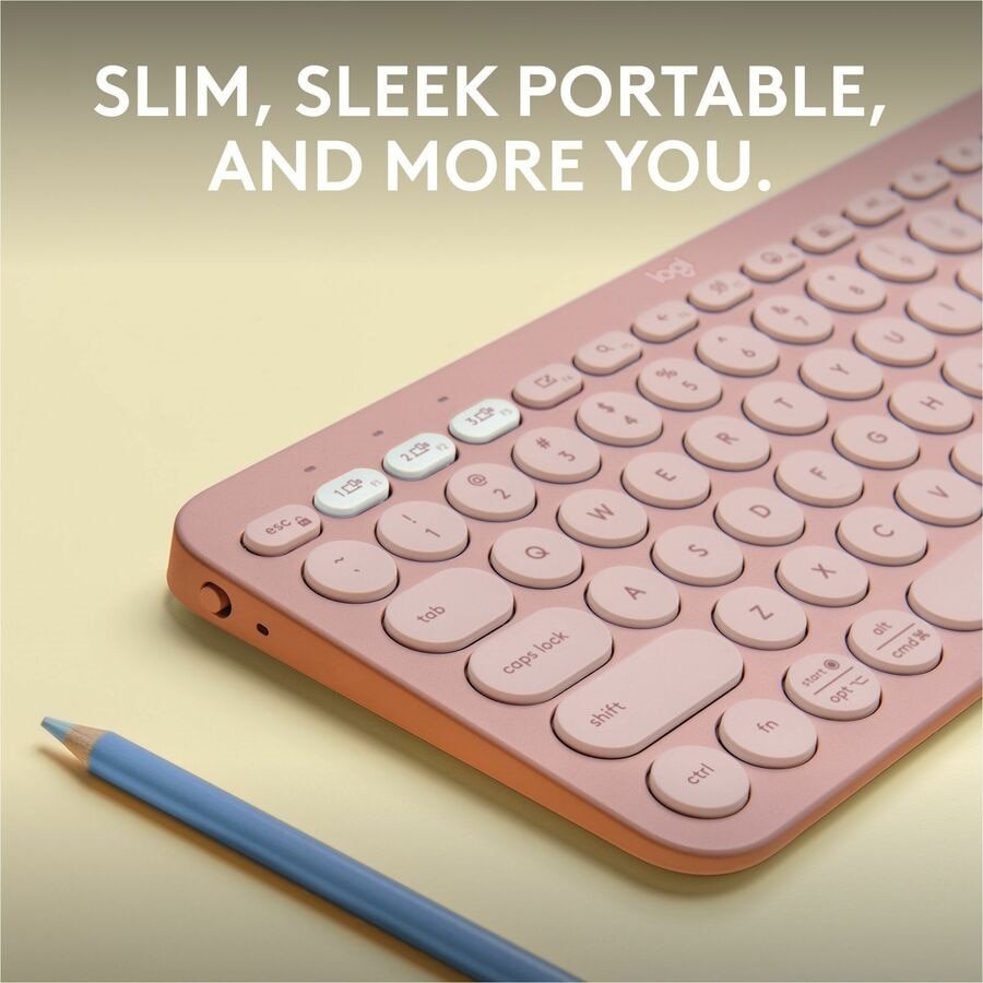 Logitech Pebble Keys 2 K380s, Multi-Device Bluetooth Wireless Keyboard with Customizable Shortcuts, Tonal Rose 2