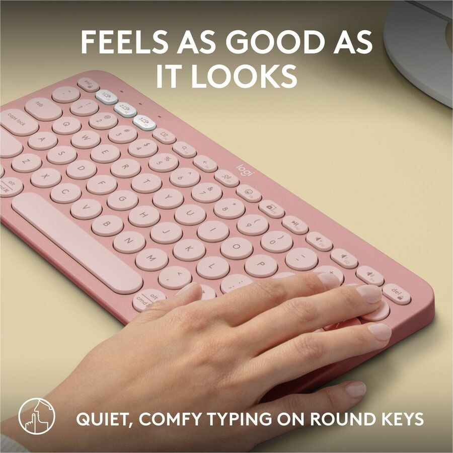 Logitech Pebble Keys 2 K380s, Multi-Device Bluetooth Wireless Keyboard with Customizable Shortcuts, Tonal Rose 5