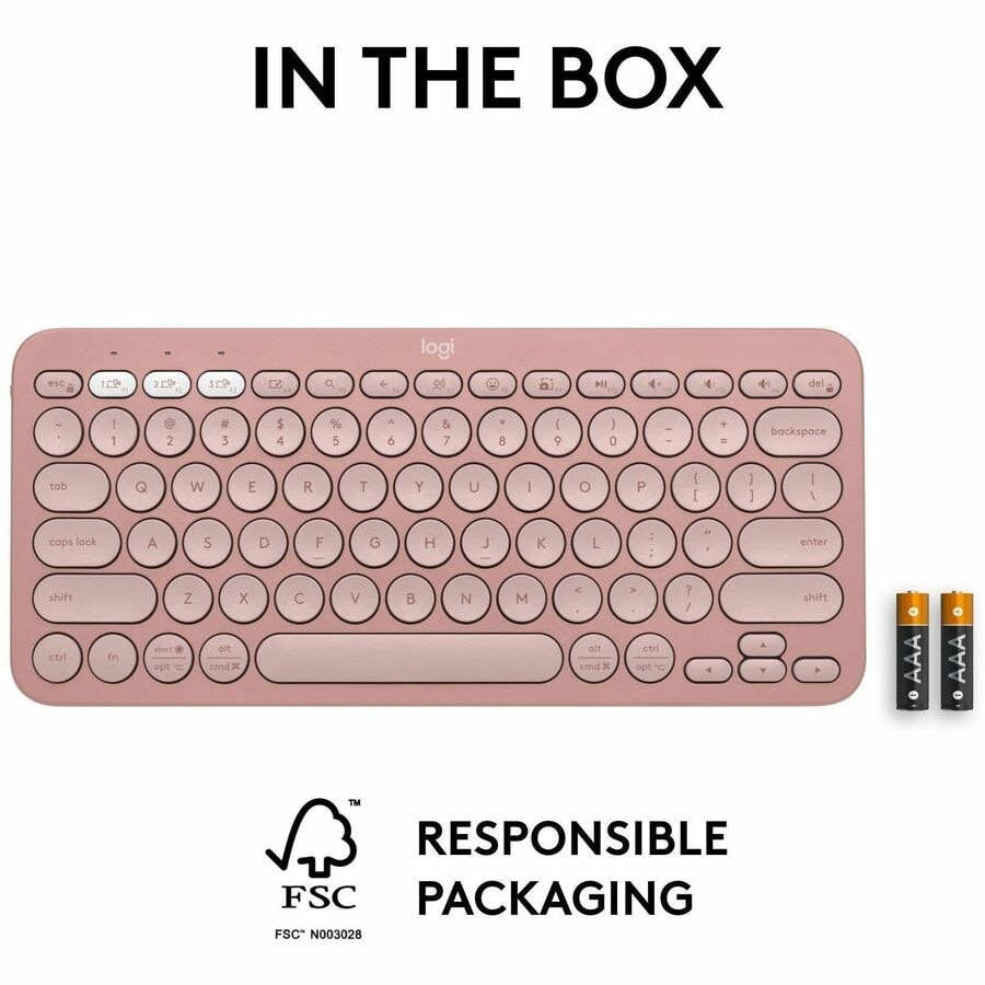 Logitech Pebble Keys 2 K380s, Multi-Device Bluetooth Wireless Keyboard with Customizable Shortcuts, Tonal Rose 10