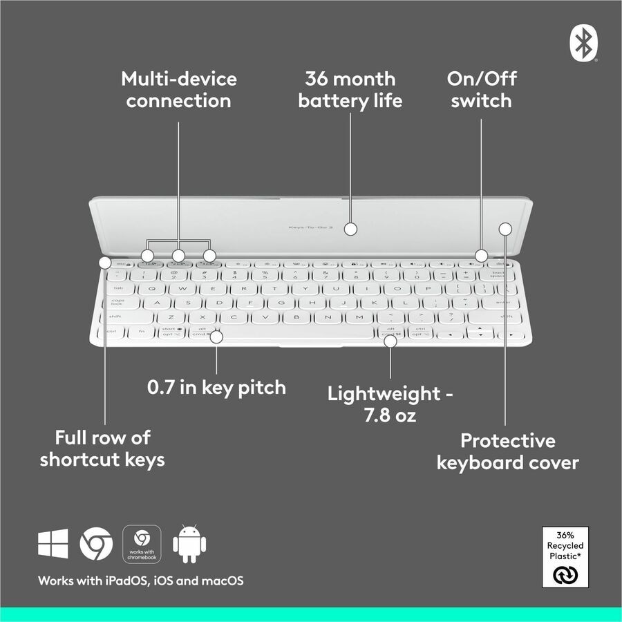 Logitech Keys-To-Go 2 Tablet Keyboard - Pale Gray 10