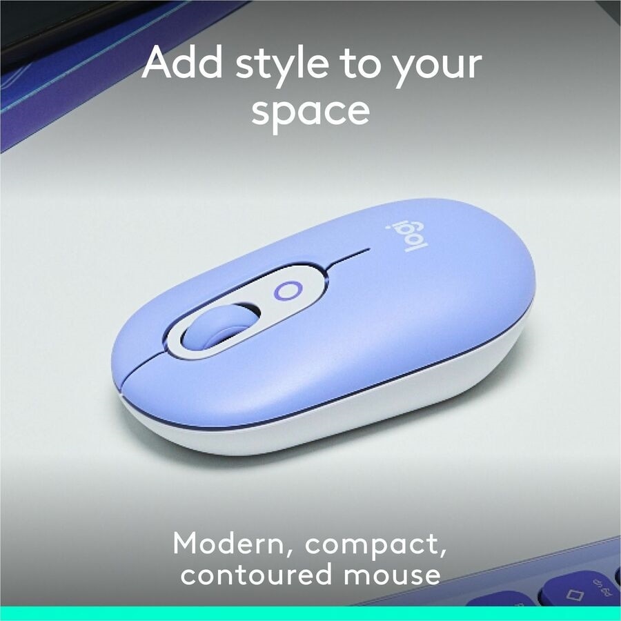 Logitech POP Mouse, Compact and Portable Wireless Bluetooth Mouse With Programmable Buttons and Quiet Clicks, Lilac 2