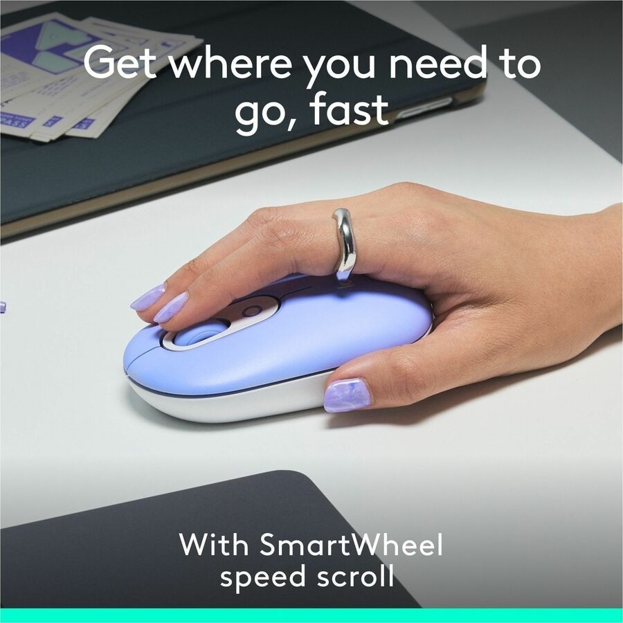 Logitech POP Mouse, Compact and Portable Wireless Bluetooth Mouse With Programmable Buttons and Quiet Clicks, Lilac 3